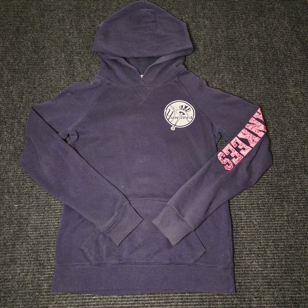 VS Pink New York Yankees MLB Hoodie Navy Blue Sweatshirt Y2k Women's M